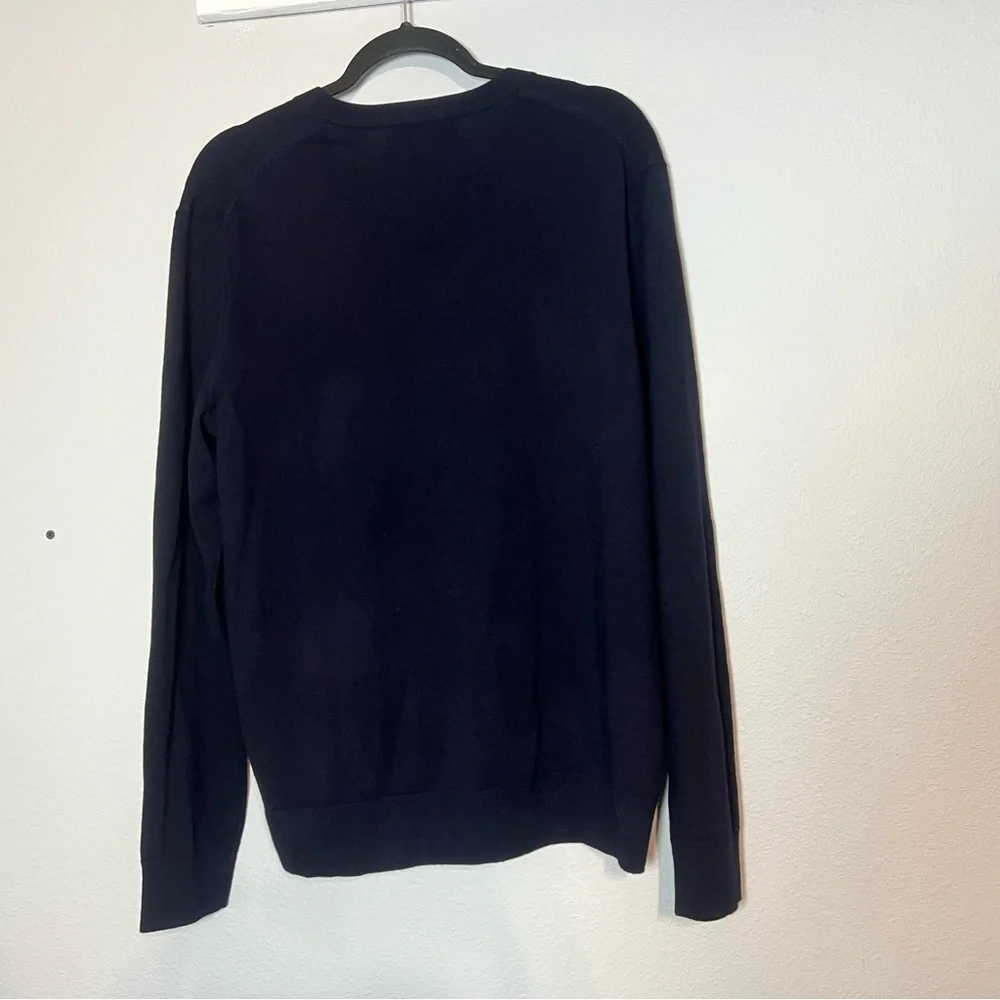 Banana Republic Pullover Sweater Navy Blue Mens Size Large V-Neck Merino Wool